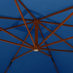 Greatstore Viseči dežnik z lesenim drogom, 400x300 cm, azurna barva