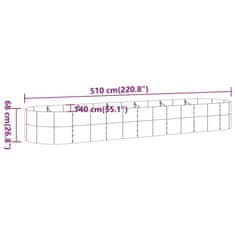 Vidaxl Visoka greda iz prašno premazanega jekla 510x140x68 cm srebrna