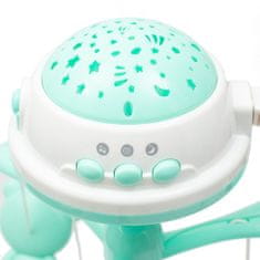 Baby Mix Vrtiljak nad otroško posteljico s svetlobnim projektorjem mint