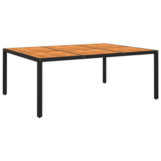 Vidaxl Vrtna miza 200x150x75 cm akacijev les in poli ratan črna
