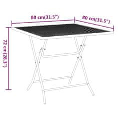 Vidaxl Vrtna miza 80x80x72 cm ekspandirana kovinska mreža antracit