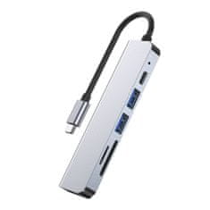 Tech-protect V4 HUB adapter 2x USB / USB-C / HDMI / SD / Micro SD / TF, siva