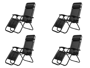 IWHOME Nastavljivo Vrtno Ležalno Sedežno Dallas, 4 kosi - Črna Antracit