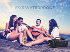 Manta Boombox SPK216 zvočnik, Bluetooth, 40W RMS, polnilna baterija, RGB LED, IPX5, USB, AUX, črn