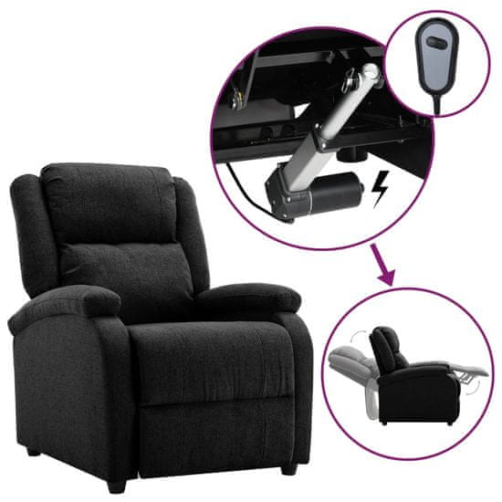 Greatstore Električni naslanjač s funkcijo vstajanja črno blago