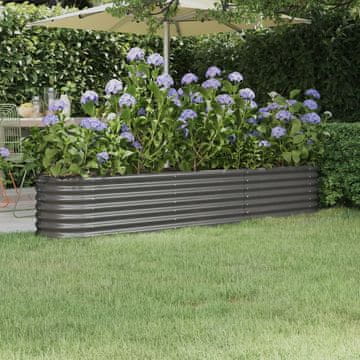 Vidaxl vidaXL Dvignjen sadilnik iz prašno barvanega jekla 224x40x36 cm siv