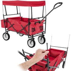 tectake Vrtni voziček s streho, sklopni, vklj. z nosilno torbo Rdeča
