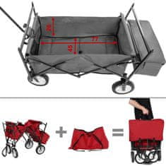 tectake Vrtni voziček s streho, sklopni, vklj. z nosilno torbo Rdeča