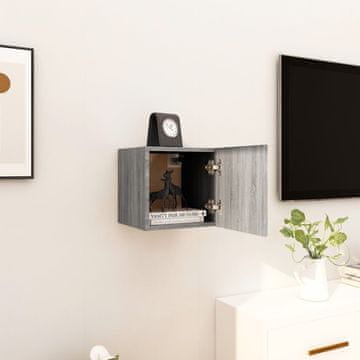 Vidaxl vidaXL Stenska TV omarica, siva, sonoma hrast, 30,5 x 30 x 30 cm