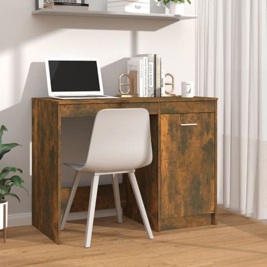 Vidaxl Pisalna miza dimljeni hrast 100x50x76 cm konstruiran les