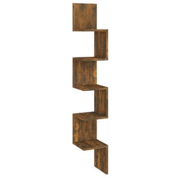 Vidaxl Stenska kotna polica dim. hrast 20x20x127,5 cm konstruiran les