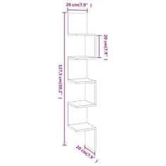 Vidaxl Stenska kotna polica siva sonoma 20x20x127,5 cm konstruiran les