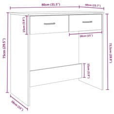 Greatstore Pisalna miza dimljeni hrast 80x40x75 cm konstruiran les