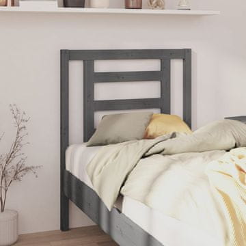 Vidaxl vidaXL Vzglavje postelje, sivo, 81x4x100 cm, masiven borov les