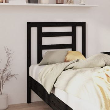 Vidaxl vidaXL Vzglavje postelje črno 81x4x100 cm masivni borov les