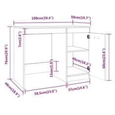 Vidaxl Pisalna miza siva sonoma 100x50x76 cm konstruiran les