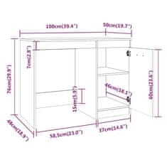 Greatstore Pisalna miza dimljeni hrast 100x50x76 cm konstruiran les