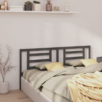 Vidaxl vidaXL Vzglavje postelje, sivo, 186x4x100 cm, masiven borov les