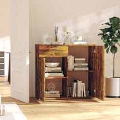 Vidaxl Komoda dimljeni hrast 80x36x75 cm konstruiran les