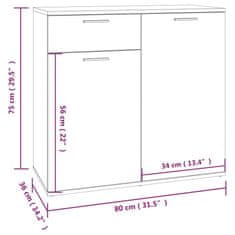 Vidaxl Komoda dimljeni hrast 80x36x75 cm konstruiran les
