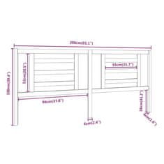 Vidaxl Posteljno vzglavje belo 206x4x100 cm trdna borovina