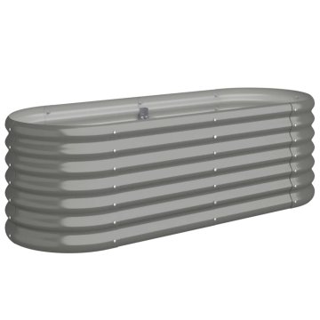 Vidaxl Vrtni lonec, prašno lakirano jeklo, 114x40x36 cm, siva