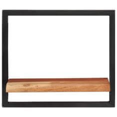 Vidaxl Stenske police, 2 kosa, 40x24x35 cm, masivni akacijev les in jeklo