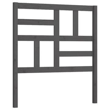 Vidaxl Posteljno vzglavje sivo 81x4x104 cm trdna borovina