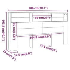 Vidaxl Vzglavna omarica črna 200x19x103,5 cm