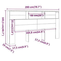 Vidaxl Vzglavna omarica visok sijaj bela 200x19x103,5 cm