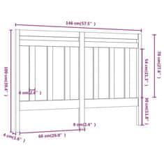 Vidaxl Posteljno vzglavje medeno rjavo 146x4x100 cm trdna borovina