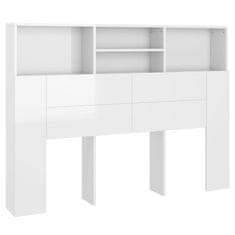 Vidaxl Vzglavna omarica visok sijaj bela 140x19x103,5 cm