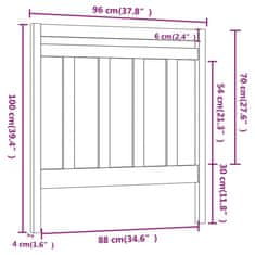 Vidaxl Posteljno vzglavje sivo 96x4x100 cm trdna borovina