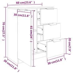 Vidaxl Komoda 2 kosa betonsko siva 60x30x70 cm konstruiran les