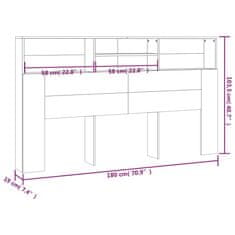 Vidaxl Vzglavna omarica visok sijaj bela 180x19x103,5 cm