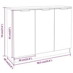 Vidaxl Komoda bela in sonoma hrast 90,5x30x70 cm konstruiran les