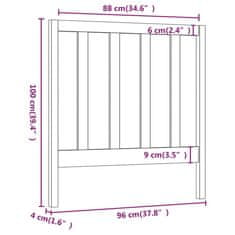 Vidaxl Posteljno vzglavje črno 96x4x100 cm trdna borovina