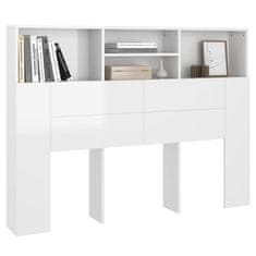 Vidaxl Vzglavna omarica visok sijaj bela 140x19x103,5 cm