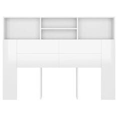 Vidaxl Vzglavna omarica visok sijaj bela 140x19x103,5 cm