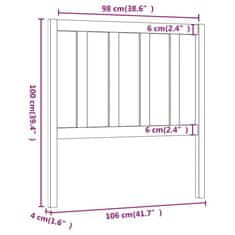 Vidaxl Posteljno vzglavje 106x4x100 cm trdna borovina