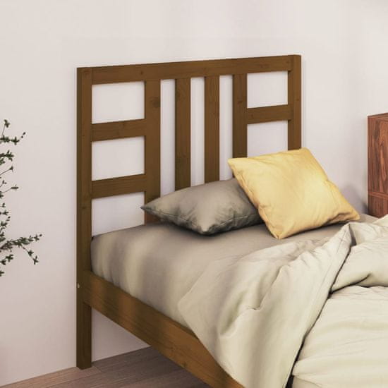 Vidaxl Posteljno vzglavje medeno rjavo 81x4x100 cm trdna borovina