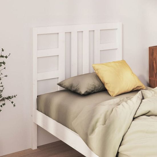 shumee Vzglavje postelje, belo, 106x4x100 cm, masivni borov les