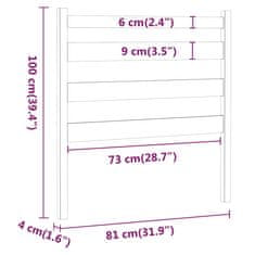 Vidaxl Posteljno vzglavje sivo 81x4x100 cm trdna borovina