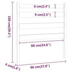 Vidaxl Posteljno vzglavje črno 96x4x100 cm trdna borovina