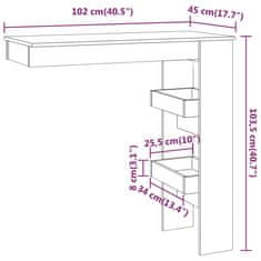 Vidaxl Stenska barska miza bela 102x45x103,5 cm konstruiran les
