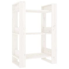Vidaxl Knjižna omara/pregrada bela 60x35x91 cm trdna borovina
