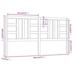 Vidaxl Posteljno vzglavje sivo 186x4x100 cm trdna borovina