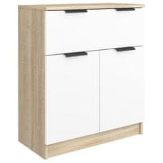 Vidaxl Komoda bela in sonoma hrast 60x30x70 cm konstruiran les