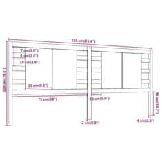 Vidaxl Vzglavna sivo 156x4x100 cm trdna borovina