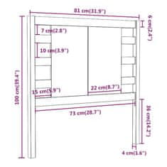 Vidaxl Vzglavna sivo 81x4x100 cm trdna borovina